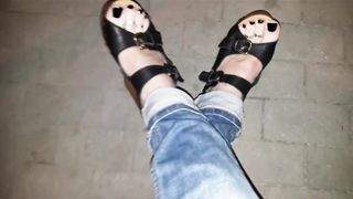 crossdresser in platform high heel slams
