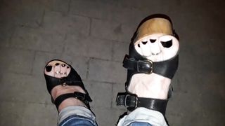 crossdresser in platform high heel slams