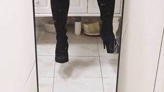 Crossdresser Goth Meow Draining in 11cm footwear POINT OF VIEW
