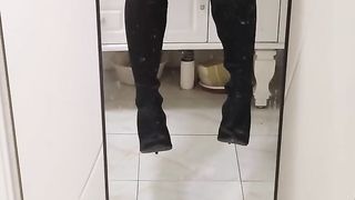 Crossdresser Goth Meow Draining in 11cm footwear POINT OF VIEW