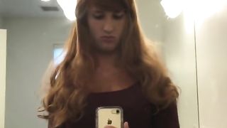 Crossdresser Looking at Mirror (Loop) two
