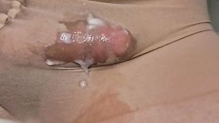 Sissy fetish high-heeled slippers, soles, sheer stockings have fun and jizm