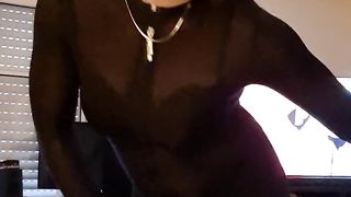 The Tiny Sissy in Nylon Catsuit