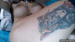 Beautiful tranny jerking off her huge cock