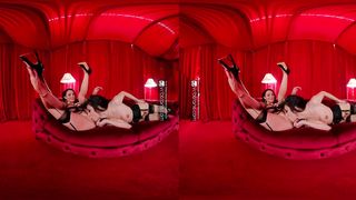 VRB Trans Cool ladyboy stunner Ariel Demure humps rock hard Charlotte Sins before the flash VR Porno