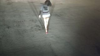 Wonderful trans woman deep-throats car driver