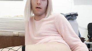 Russian crossdresser toying with plaything