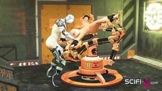 I just want your pecker! Robot tranny screws a spectacular manacled big-chested dark-haired in the sci-fi lab