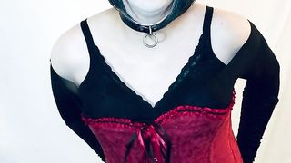 Mighty Make-Up Sissy Tramp Encaged and Prepared for Jizz-Shotgun!