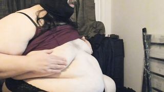 Crossdressing Superchub SSBBW finger-banging their massive gunt and lil' bean to a sticky end
