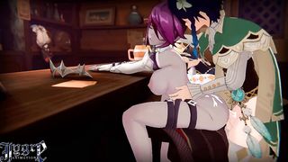 Genshin Influence Rosaria x Venti