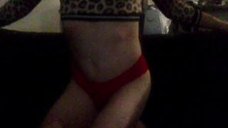 Femboy sits on immense faux-cock