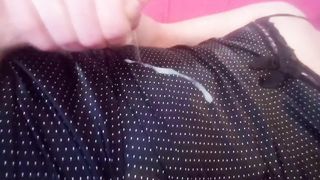 Leatransteen jizm in Black Satin Jumpsuit