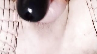 Mischievous Femboy Biotch Screws a Large BIG BLACK COCK Fuck Stick while Locked in V-Card Box