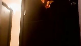 Unexperienced crossdresser have fun in motel with open door and jizz