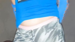 Trialing my fresh lil' size 8 gym cutoffs there so uber-cute to pull right up my rump cheeks and open up in