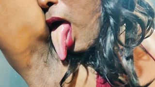 Cross dresser enjoy underarms cum shot and faceshell