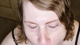 POINT OF VIEW - You receive a grubby fellatio from a hoe in heeled black shoes