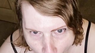 POINT OF VIEW - You receive a grubby fellatio from a hoe in heeled black shoes