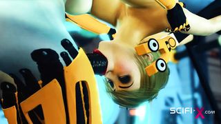 Sci-fi DOMINATION & SUBMISSION handcuffed and torn up. A marvelous young beauty and transgender princess android in the lab