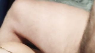 Thin trans lady deep-throats parent's spunk-pump in the van