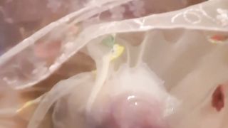 Jizzing in sheer underpants