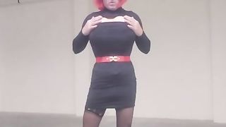 DeeDeeSlut69 in Cock-Squeezing Sundress Stilettos and Pinkish Boulder-Holder - Modeling