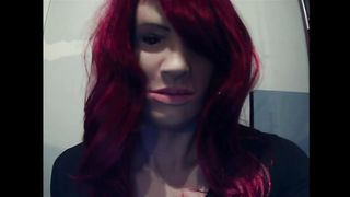 Cock-Squeezing Fucking Partner Pt3! Putting on my fresh crimson peruke! on my gal mask Partner ;trio