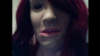 Cock-Squeezing Fucking Partner Pt3! Putting on my fresh crimson peruke! on my gal mask Partner ;trio