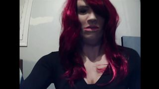 Cock-Squeezing Fucking Partner Pt3! Putting on my fresh crimson peruke! on my gal mask Partner ;trio