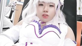 handjobs by japanese costume play Emilia crossdresser 016