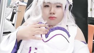 handjobs by japanese costume play Emilia crossdresser 016