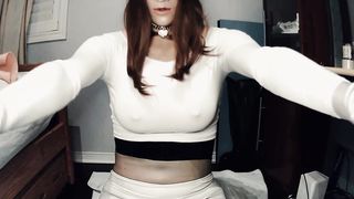 White Anine Pt1! Lady hooded doll flashes you her cock-squeezing bod!