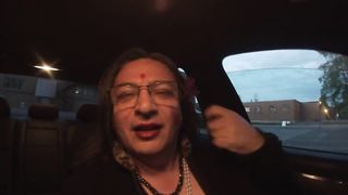 Mature Sissy TV ambling the Parking Plenty Of at dusk