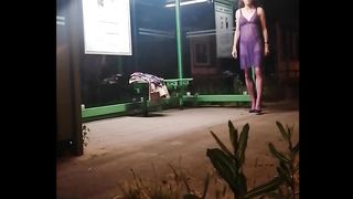 Bella at the bus stop