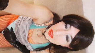 Sissy crossdresser alone at home