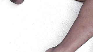 I dump my spunk on my nylon soles and knead it.