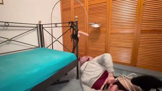 Sophie Krens bound up and deepthroat fake penis