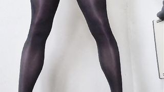 Wondrous AMPLE SPUNK-PUMP TGirl in Tights, ginormous cumload