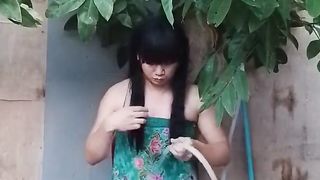 Showering Outside and Filming It