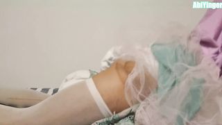 Nappy Sissy In A tutu Sundress Drilling a Cushion