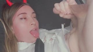 Strength deep-throating hefty black fake penis. Self facial cumshot