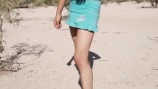 super-sexy Trans in a micro-skirt unclothes nude in public with highly sizzling stilettos and stunning gams mouth-watering swell bone