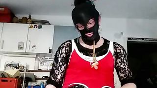 Crossdresser with mask