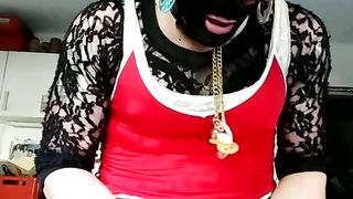 Crossdresser with mask