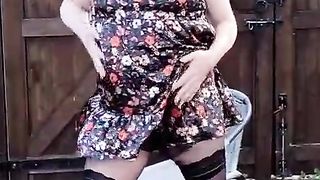 Pretty crossdresser satin baby female sundress and stocking