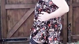 Pretty crossdresser satin baby female sundress and stocking