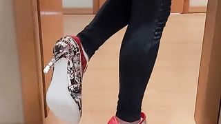 Ambling in my fresh Sneaker High High-Heeled Slippers by Missy Rockz