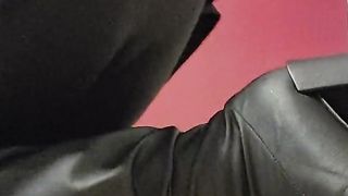 Cuddling in stretch pants and footwear