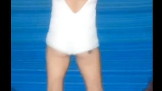 My white jumpsuit was to cock-squeezing to zip up so I'll call it a backless jumpsuit hehehe